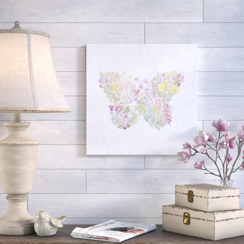 Art sur toile papillon des fleurs, H 12 po x l 12 po x P 0,75 po