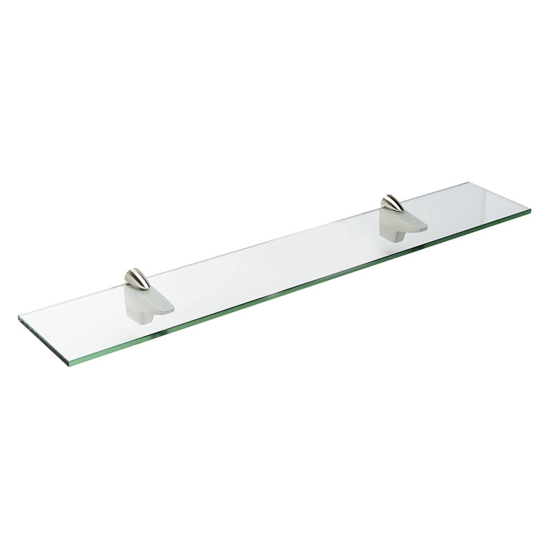 Tempered Glass Shelf With Chrome Clips - Heavy Duty 60 Lbs Capacity - Clear 3/8 Inch Thick Glass With Polished Edges - Easy To Assemble