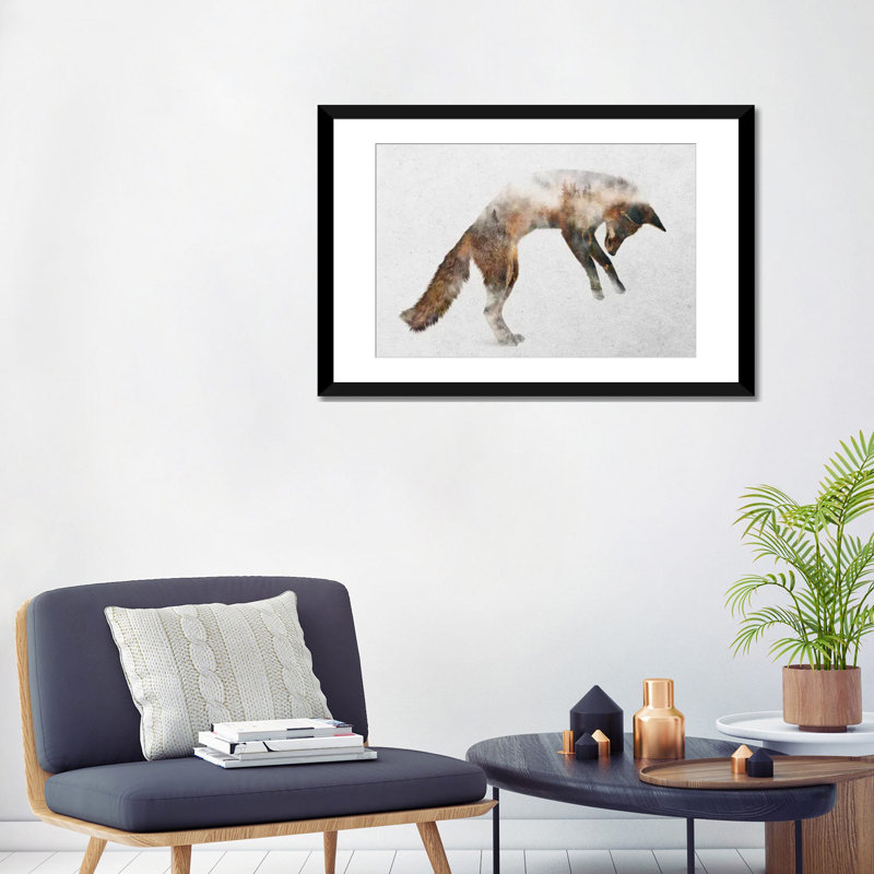 « saut fox », impression sur toile, Papier d'art encadré noir, H 16 po x l 24 po x P 1 po