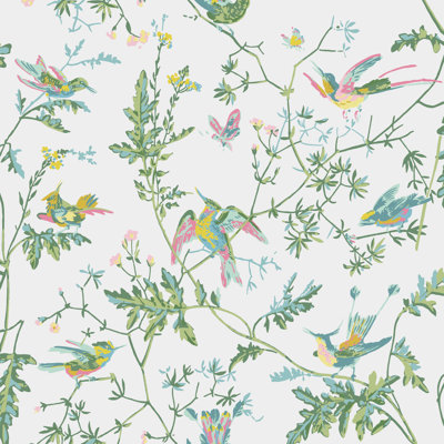 Hummingbirds Floral Wallpaper Roll