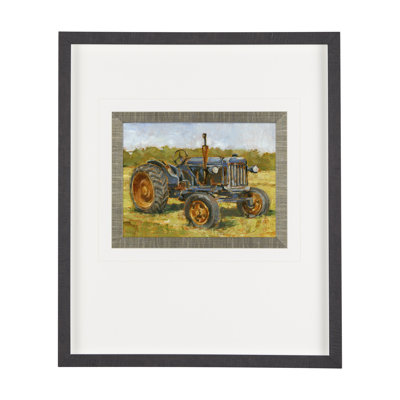 Rustic Tractors a Hand Embelished Textured Framed Art Print Matted under Glass