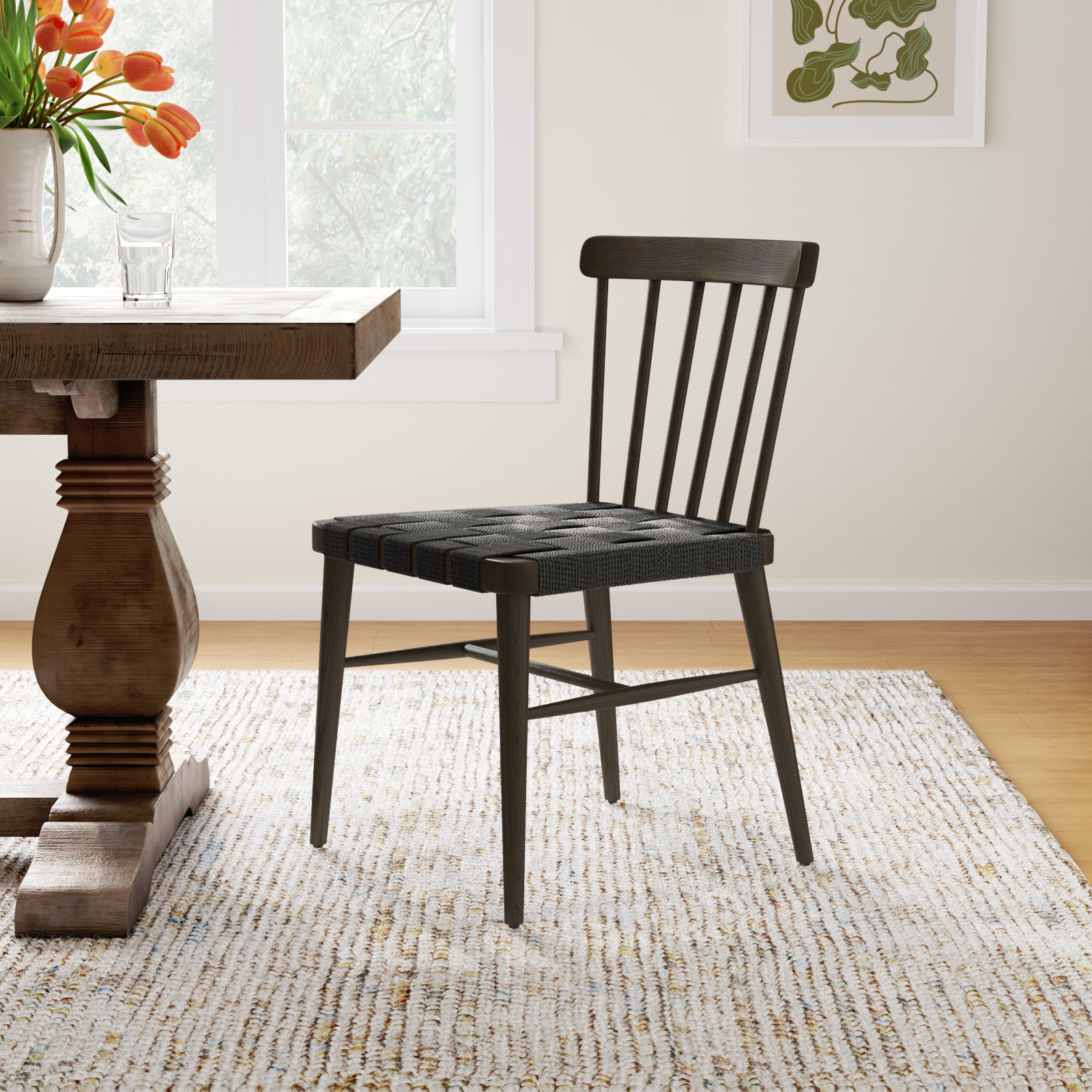 Catalonia Dining Chair-Smoked Oak, Black