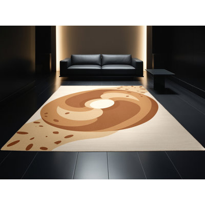 Tapis beige moelleux moelleux et moderne Acheson Bagel