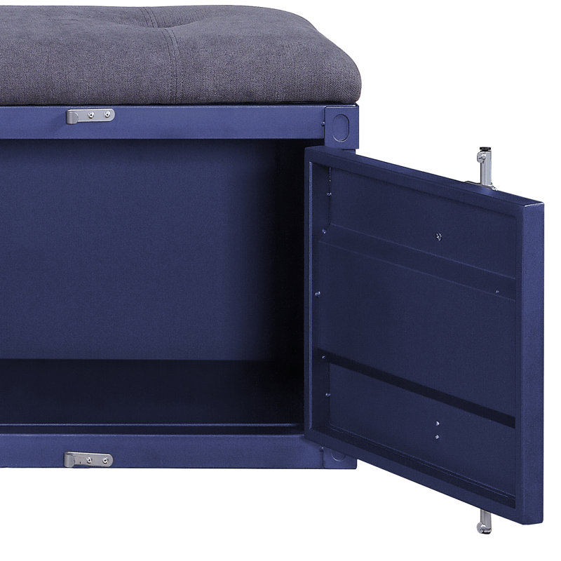 Egon Upholstered Storage Bench, Blue, 19" H x 56" L x 16" D 