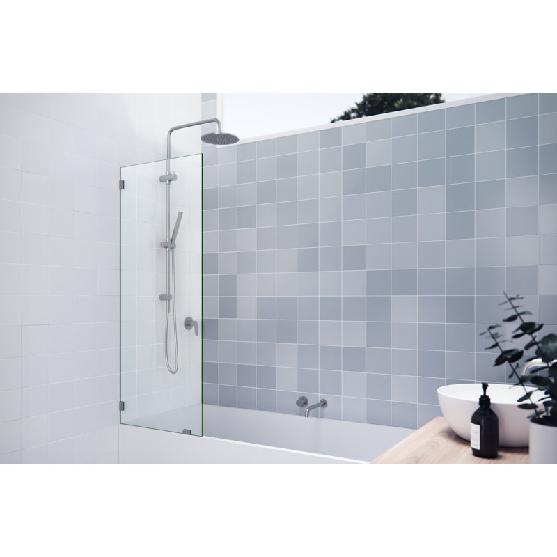 Vela 24 in. x 58.25 in. Frameless Single Fixed Bath Panel, Brushed Nickel