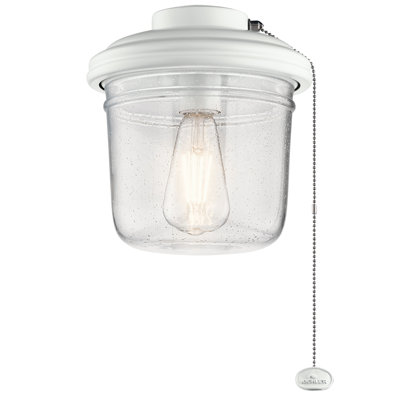 Ventilateur de plafond en verre transparent 1 lumière