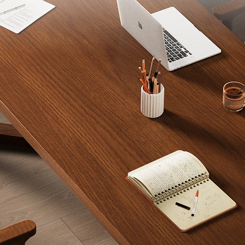Bureau rectangulaire brun en bois massif, H 29,53 po x l 78,74 po x P 35,43 po