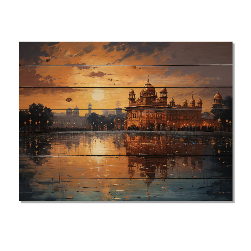 «Hinduisim Golden Temple II» sur impression sur bois, H 24 po x l 32 po x P 0,78 po