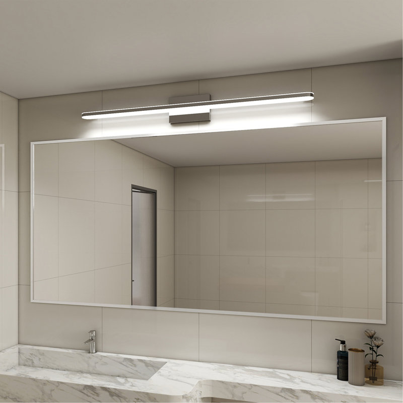 Luminaires de salle de bain modernes à DEL pour salle de bain 39IN 24W Lumière du jour chrome blanc Luminaires de salle de bain sur miroir
