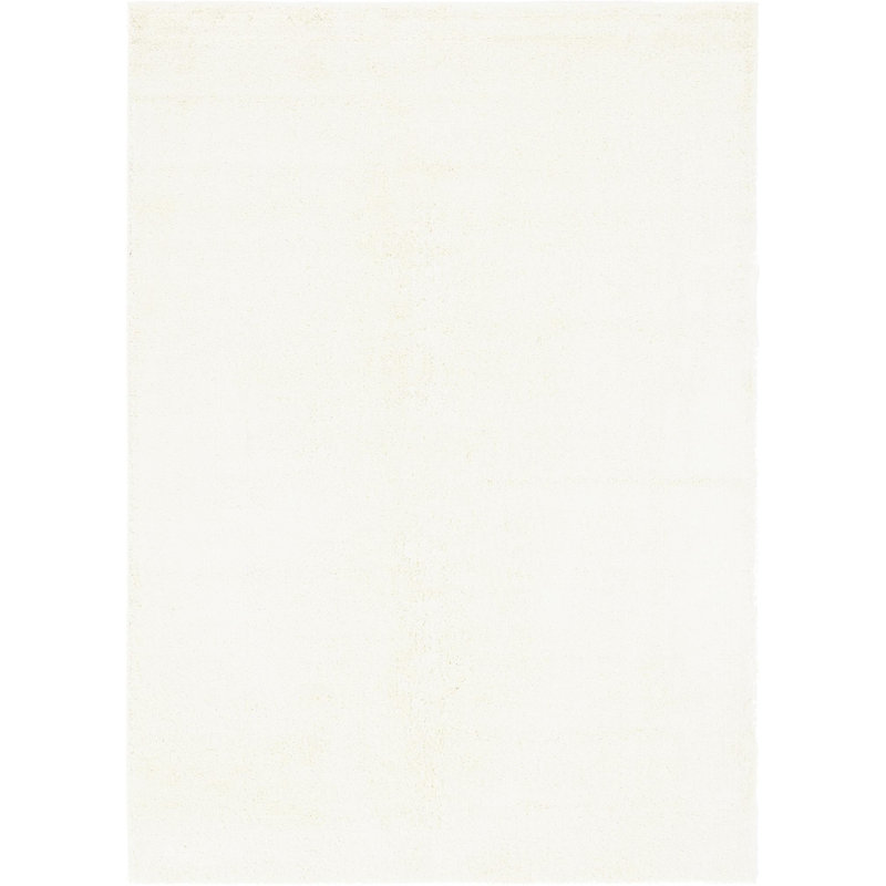 Tapis blanc en polypropylène tissé à la machine à poils longs Fragos, Rectangle 8 pi x 11 pi
