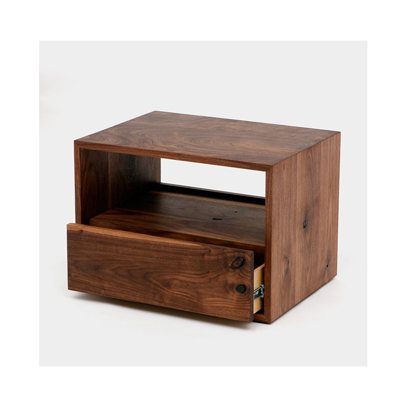 THN 1 - Drawer Solid Wood Nightstand, Walnut