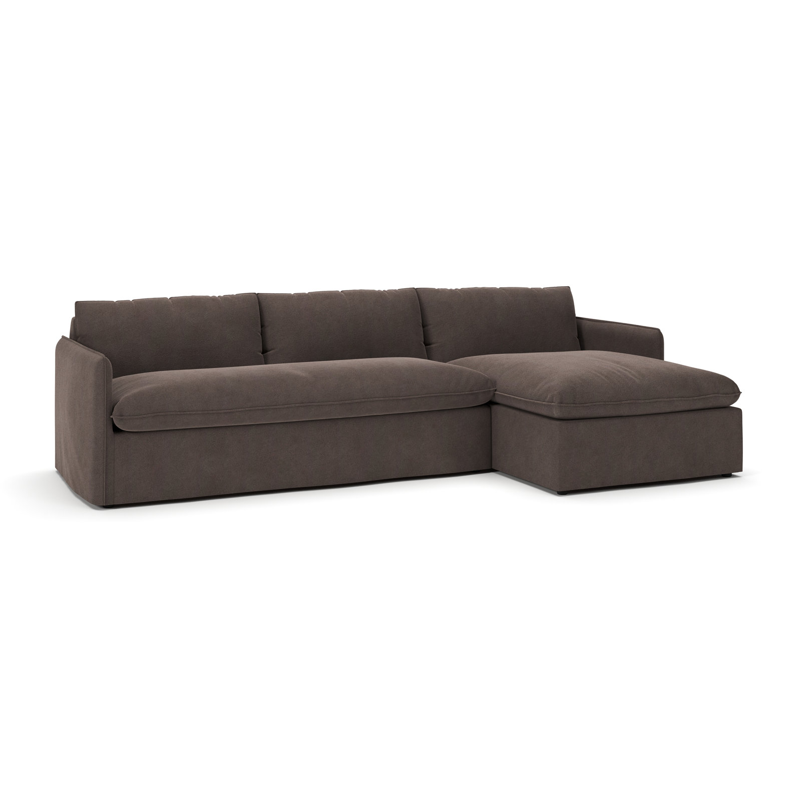 Bellatrix Sectional with Chaise, Bella Ash Performance Velvet, Right Hand Facing