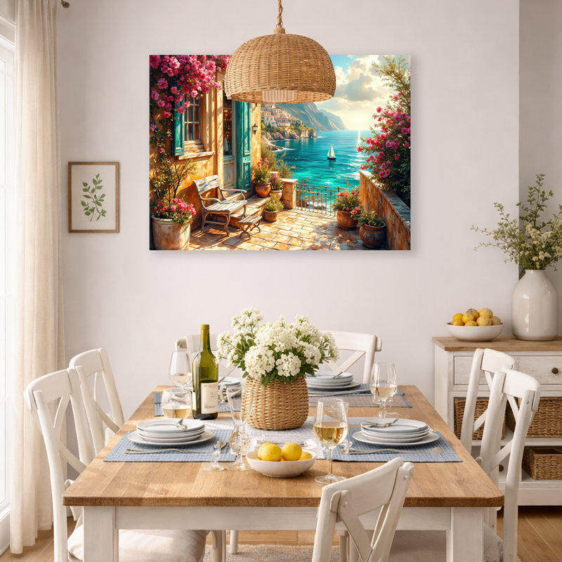 Art mural méditerranéen sur toile méditerranéenne, H 30 po x l 40 po x P 1,5 po
