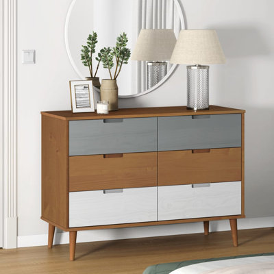 Hollin Solid Wood 113 cm W Chest of 6 Drawers