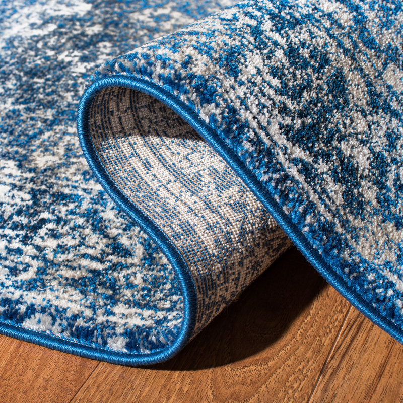Tapis oriental bleu marine / ivoire Abdel, Carré 5 pi 3 po