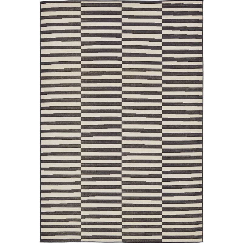Arzilla Striped Area Rug, Rectangle 8' x 10', Black