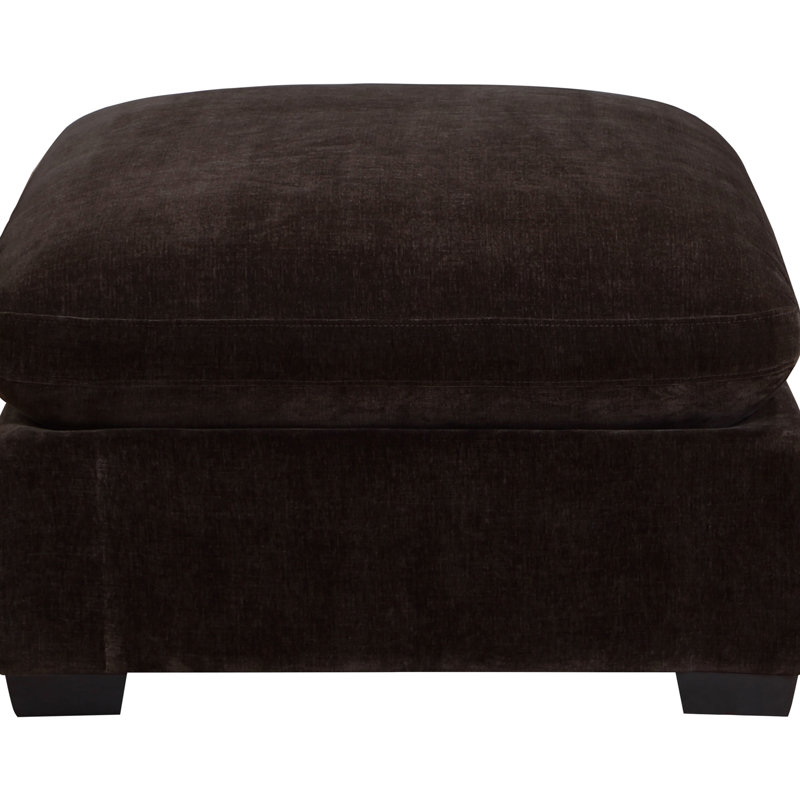 Rectangle rembourré chocolat foncé, fabrication, coussin en mousse et conception élégante pour les espaces de vie au fini transitionnel moderne, structure en bois de qualité, zones de tissu tactile confortables