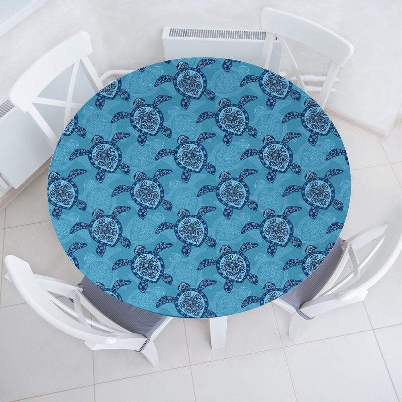 East Urban Home Turtle Fitted Round Tablecloth Multicolor