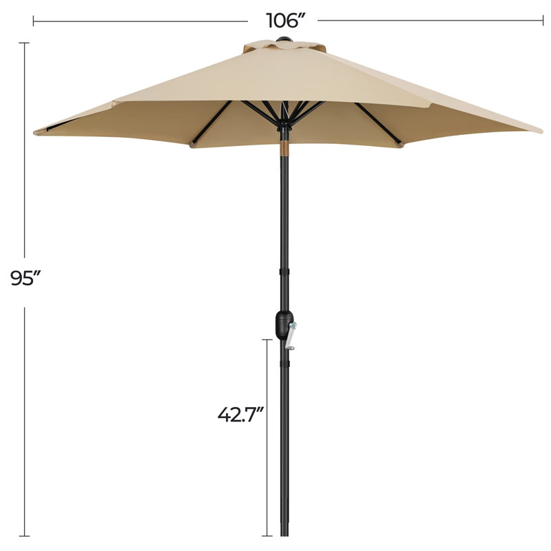Parasol de marché de 9 pi avec bouton poussoir et manivelle Spirica, Kaki