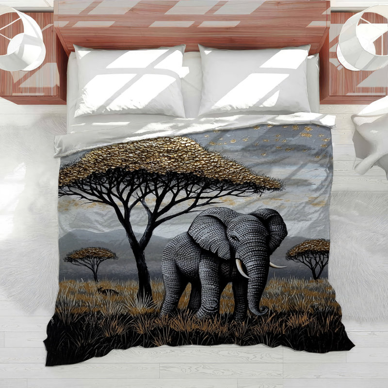 Elephant Safari Bedding Wildlife Comforter African, King Comforter