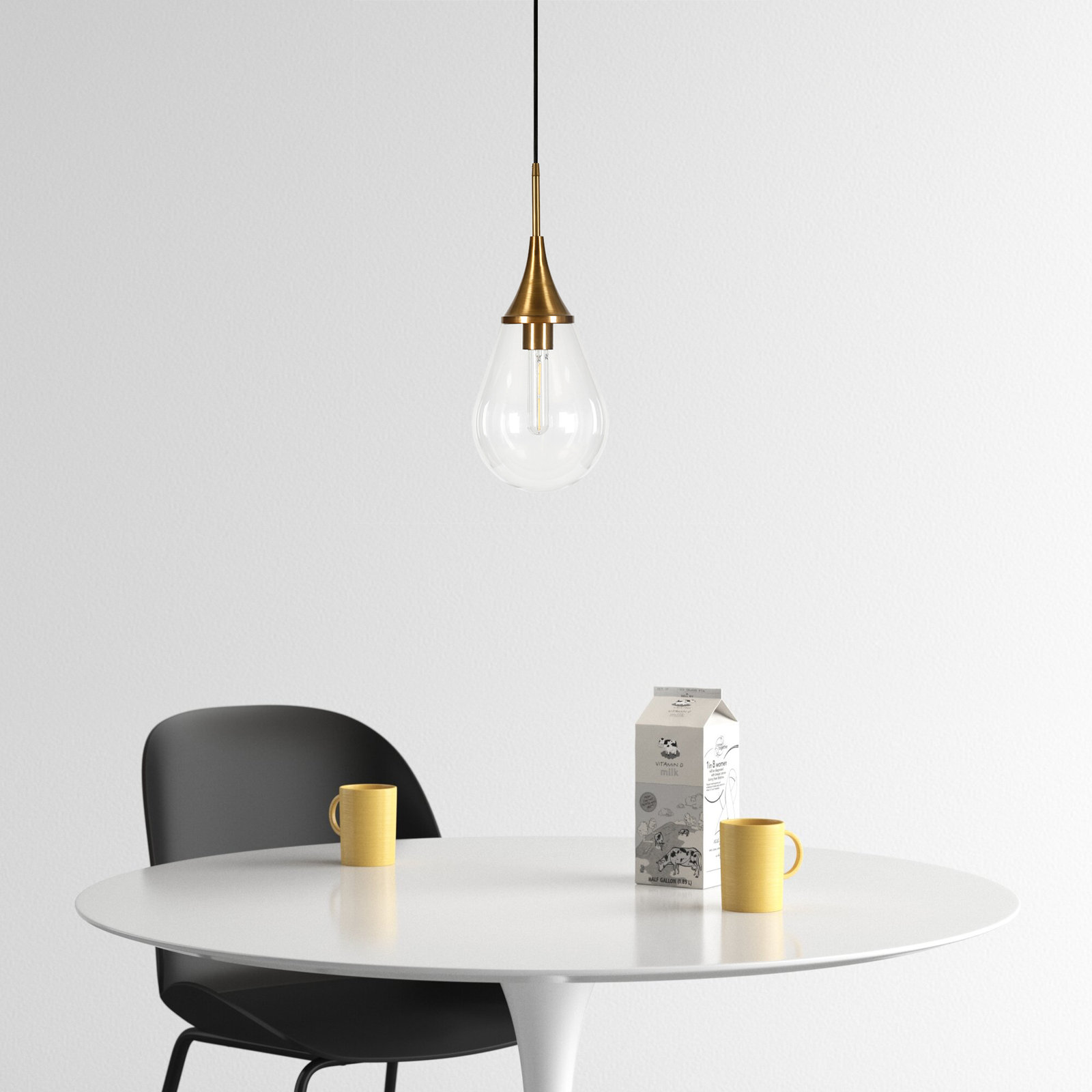Hoye Single Light Glass Dimmable Pendant, Gold, Clear, 13.88"H x 8.63"W x 8.63"D