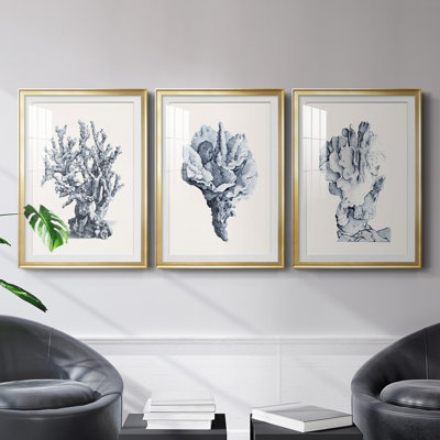 " Blue Antique Coral II " 3 - Pieces