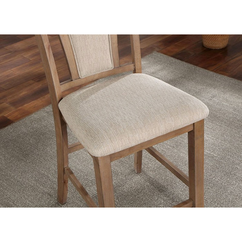 De 2 chaises à hauteur de comptoir - style transitionnel avec bois massif beige naturel et siège rembourré pour la salle à manger