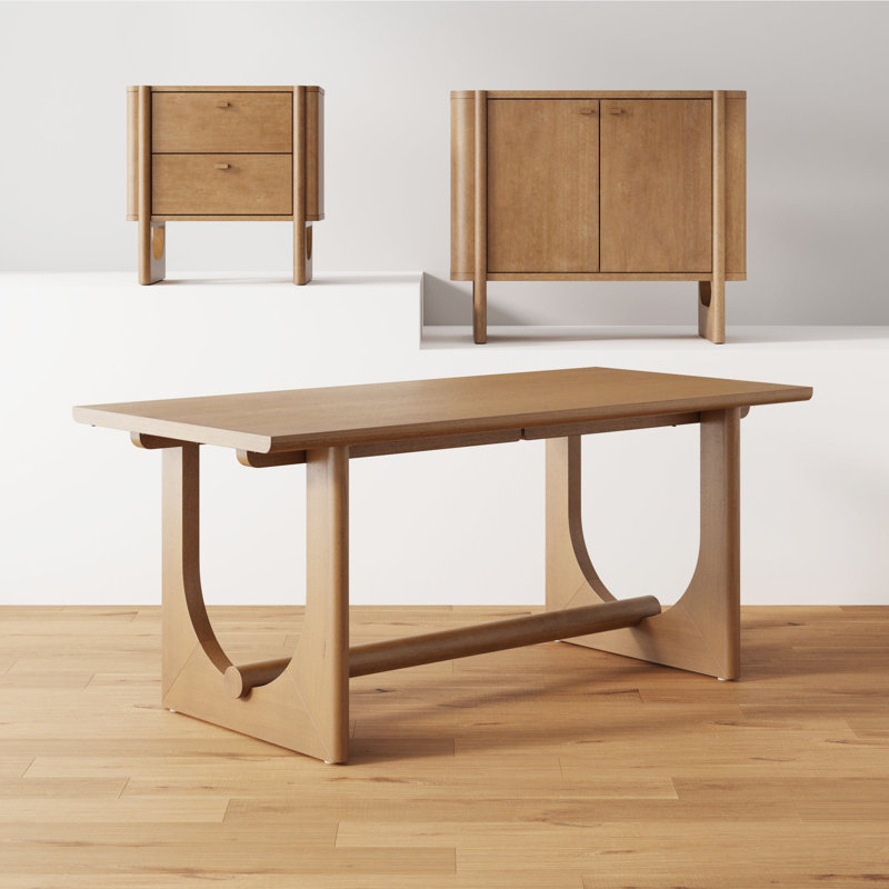 Mid-Century Modern Solid Wood Dining Table For 6