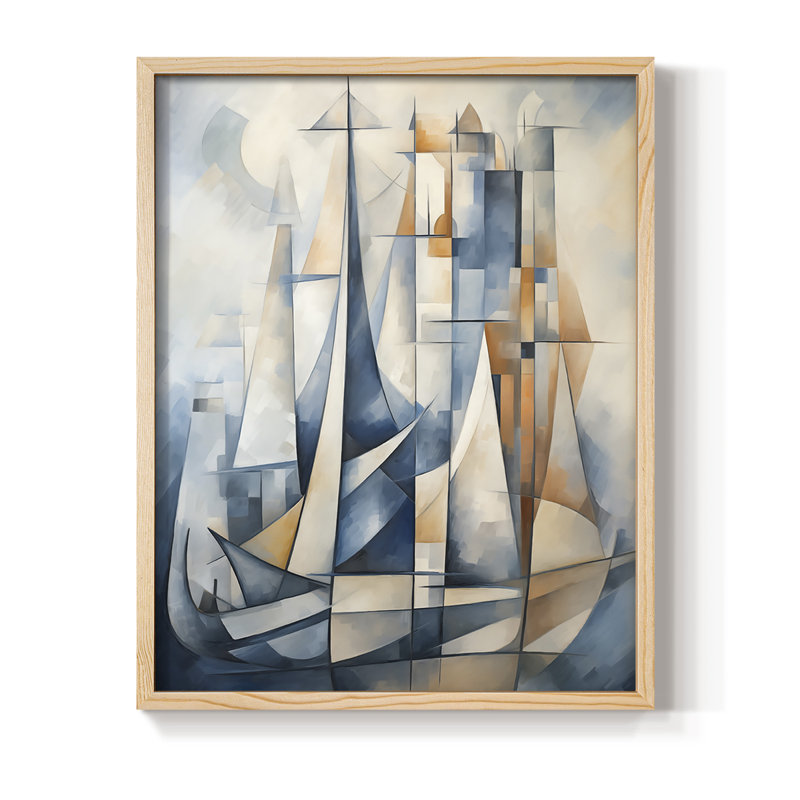NAUTICAL Series CDxxV, reproduction encadrée - bois massif, Naturel, H 21 po x l 17 po