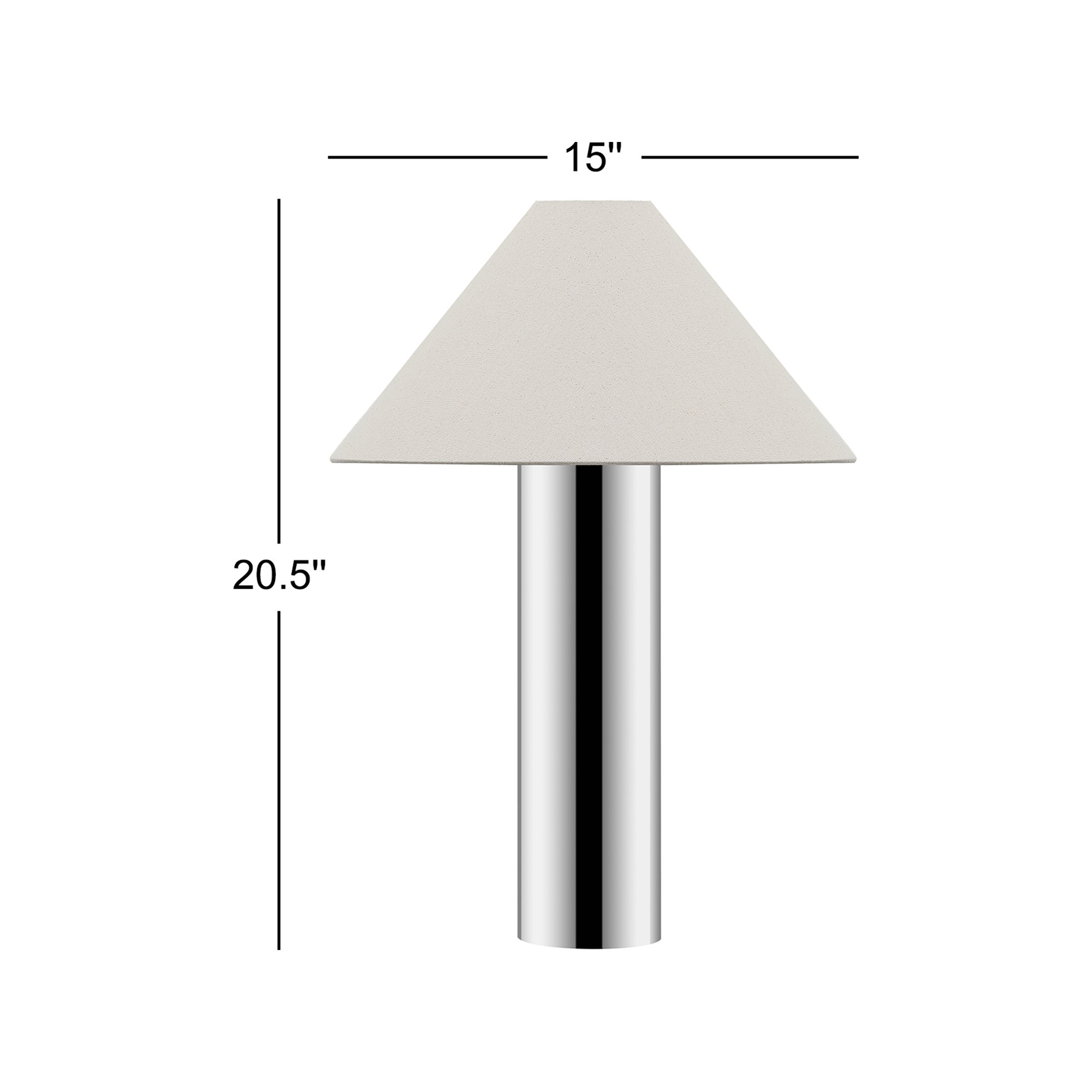 Cheri 20.5 Inch Chrome/White Metal Table Lamp, Oatmeal