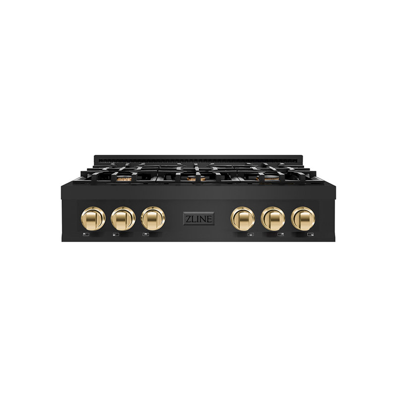 Autograph Edition 36" Gas Cooktop with 6 Burners, Black/Gold