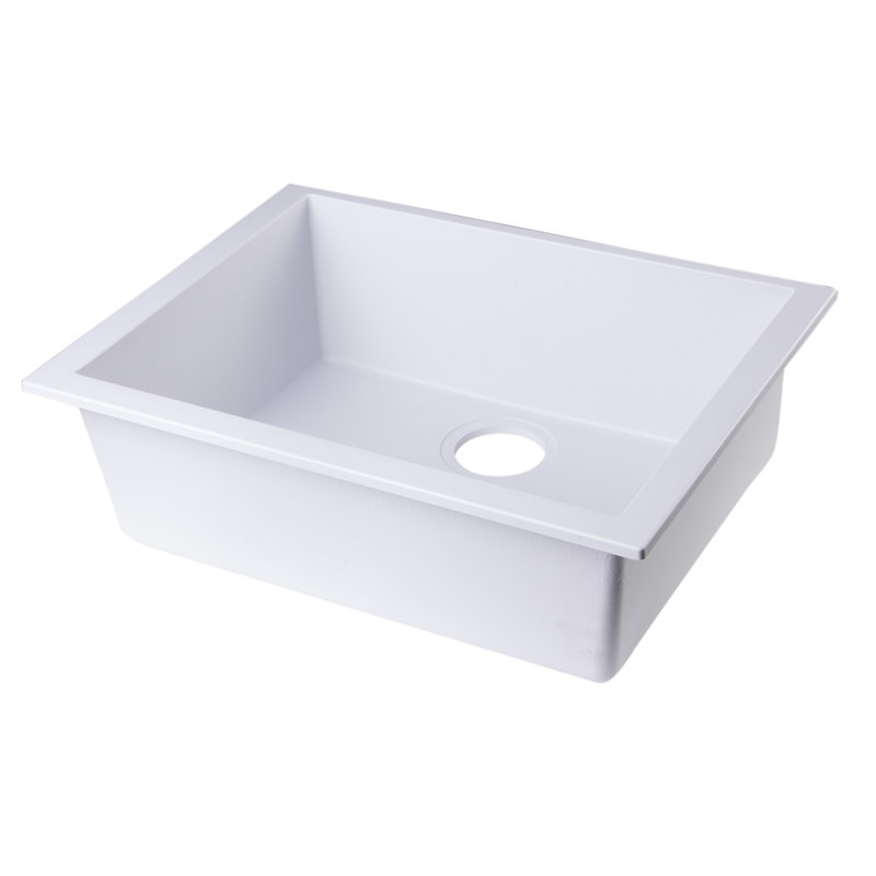 23.63'' L Single Bowl Granite Kitchen Sink, White