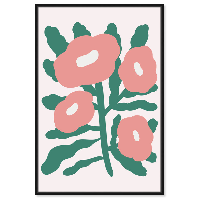 «Theres Blush Flowers Canvas Boho», art mural coloré par Art Remedy, Cadre noir, H 16 po x l 11 po