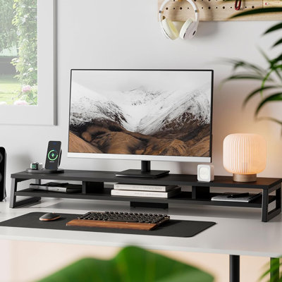 425 inch Large Monitor StandsBrownDual Monitor Stand Riser for Desk