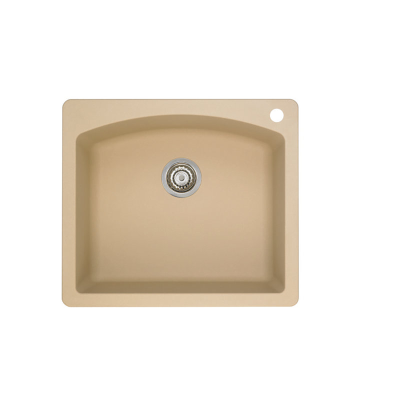 Diamond SILGRANIT 25" L X 22" W Drop-in/Undermount Kitchen Sink, White, 1 hole