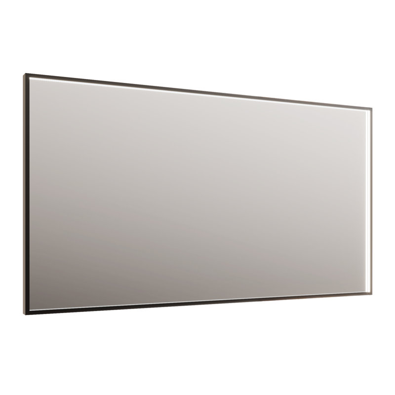 Miroir de salle de bain à cadre noir à DEL avec antibuée, gradation continue, 3 températures de couleur et commandes latérales