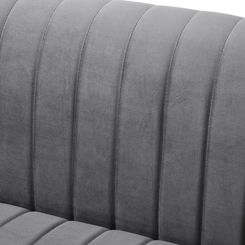 Causeuse en velours Sean, Velours gris, Velours chromé