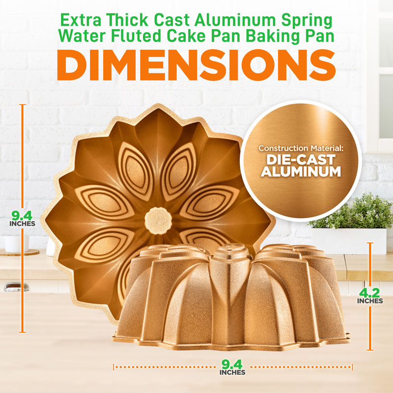 NutriChef Aluminum Non-Stick Round Fluted Cake Pan