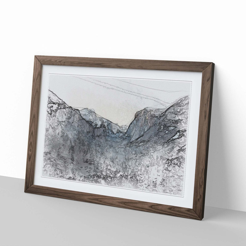 Yosemite National Park at Winter in Abstract - Picture Frame Graphic Art Print, 40cm H x 60cm W x 2cm D, Walnut