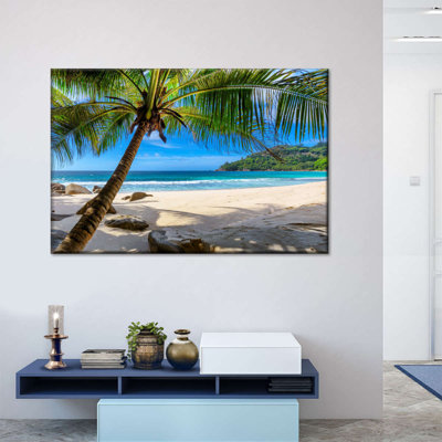 " Palm Tree On A Sandy Beach Canvas Print "