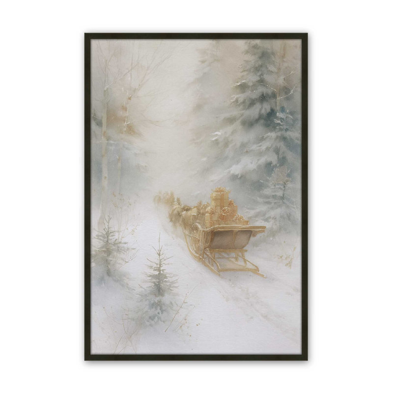 Cadeaux de l'hiver, reproduction d'art, 24 po x 36 po, Noir satiné