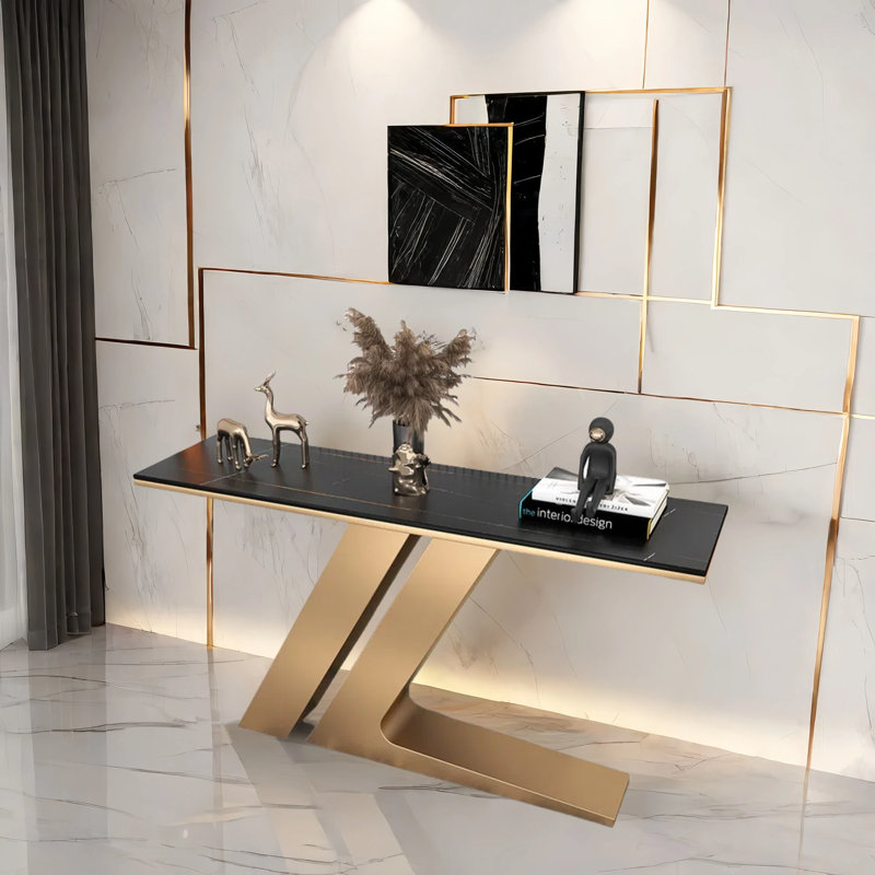 Luxury Entry way Console, Black, 31.5" H x 55.1" W x 11.8" D