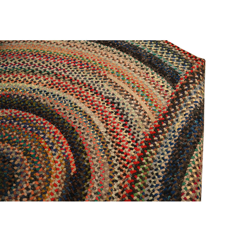 Multicolor Jewel Tones Round 1935 Antique Flat Weave Wool Rug
