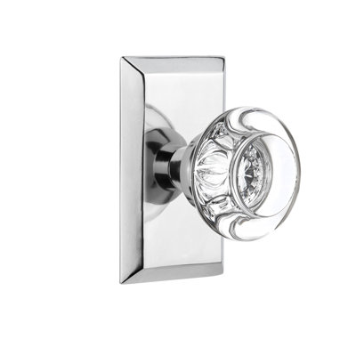 Studio Plate with Round Clear Crystal Door Knob