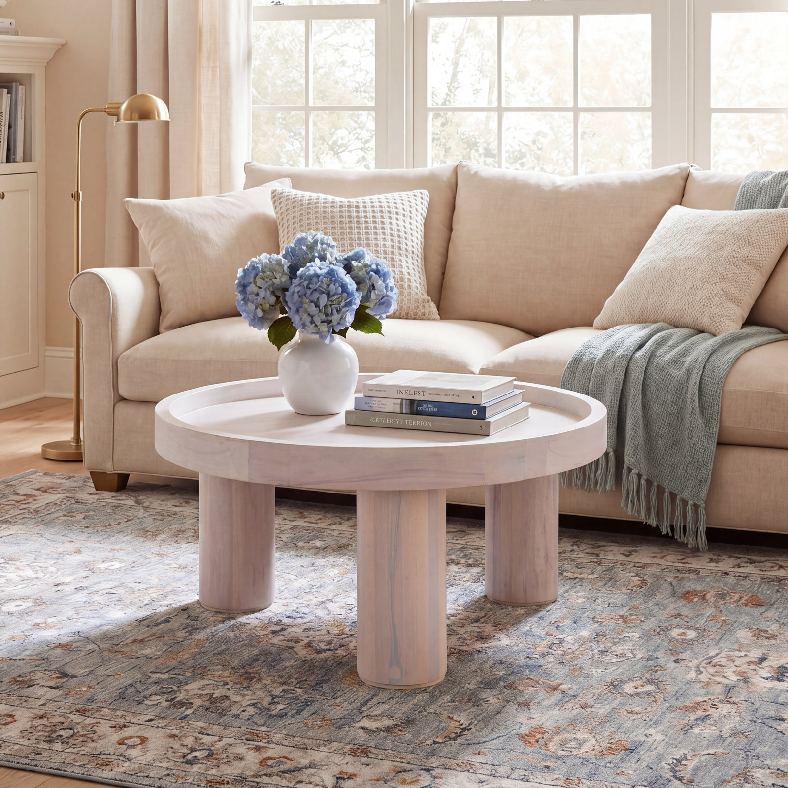 Eleanne Single Coffee Table, White Washed
