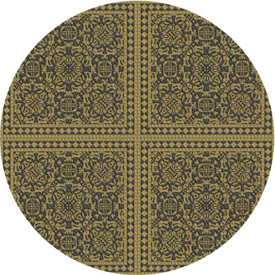 Tapis décoratif vert damassé