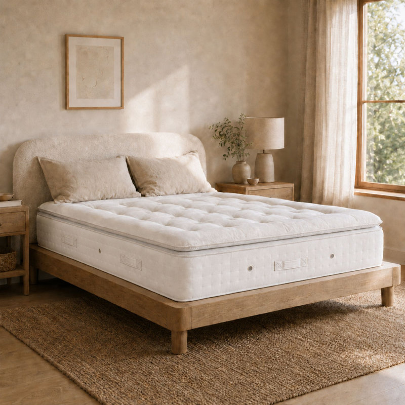 Premium Natural Wool Pillowtop Pocket Sprung Mattress, Kingsize (5')