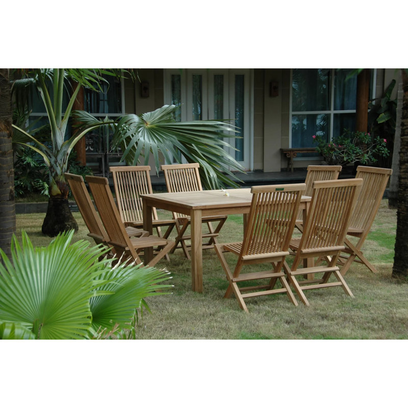 Classic Outdoor 9 - Piece Teak Dining Set, 8