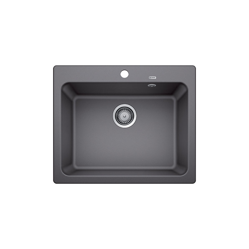 Naya Single Bowl Inset Kitchen Sink, Rock Grey