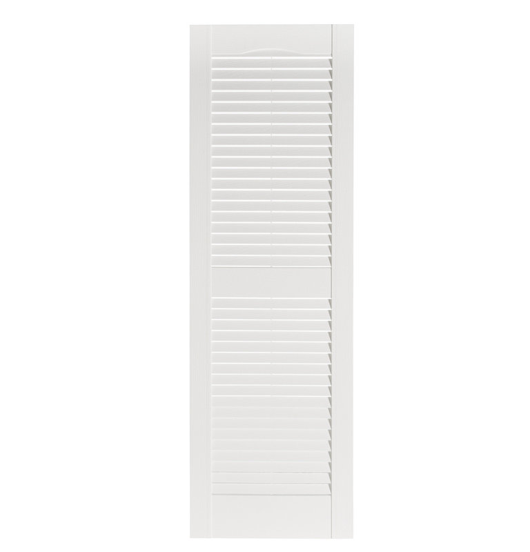 Premier White Polypropylene Louvered Exterior Shutters, 15" x 63"